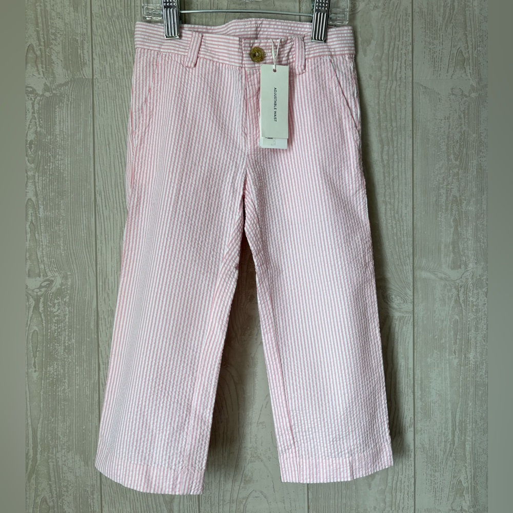 Janie and Jack Pink Striped Seersucker Formal pants